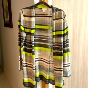 Neon Clearwater Creek long sweater cardigan sz L like new stripes beautiful